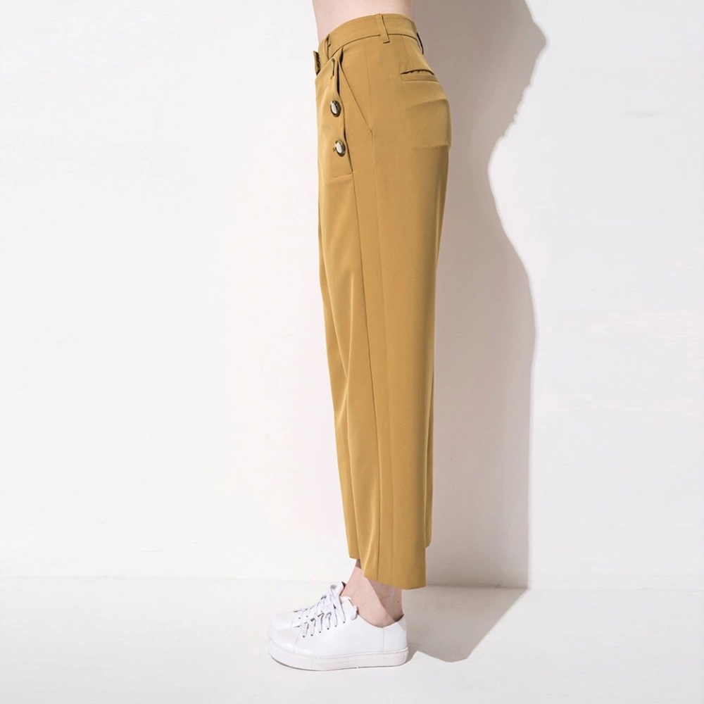 New Yellow Cropped 7/8 Pants - Picture 2 of 6